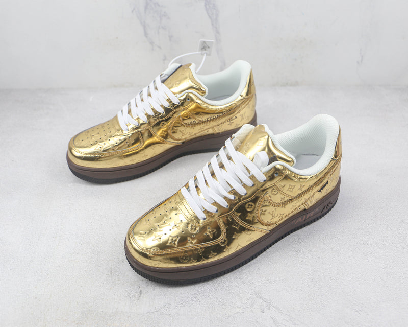 Louis Vuitton Nike Air Force 1 Low By Virgil Abloh Metallic Gold