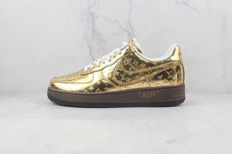 Louis Vuitton Nike Air Force 1 Low By Virgil Abloh Metallic Gold